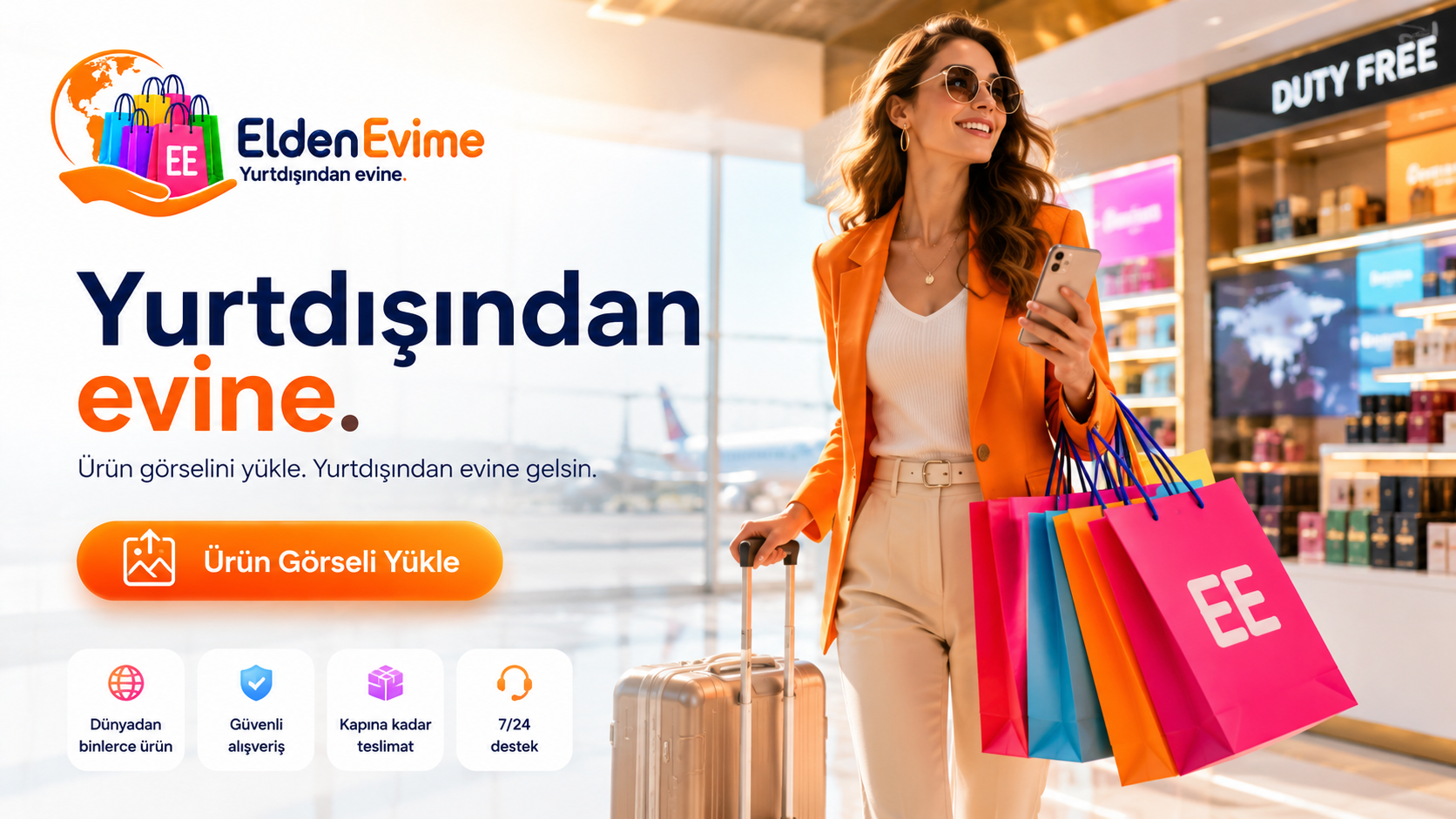 Duty free'de alışveriş yapan kadın